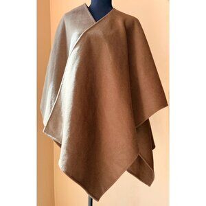 Zara Black Label Camel Cape – Wool Blend Poncho Wrap Coat – Minimalist Oversized